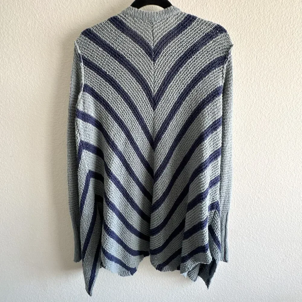 Free People Circle Back Cardigan Blue XS Striped Draped Knit Sweater